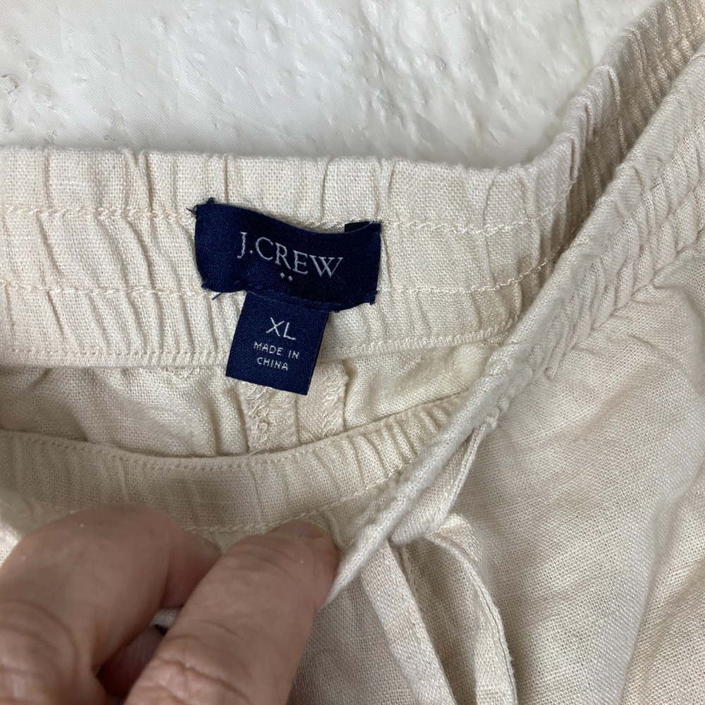 NWT J. Crew XL Linen Blend Drawstring Waist Shorts Beige Beach Vacation Casual - Picture 3 of 5